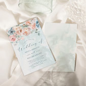 Moderne und trendy Blue Rose Wedding Einladung