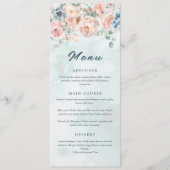 Moderne und trendy Blue Rose Wedding Menükarte (Vorderseite)
