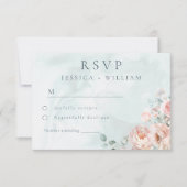 Moderne und trendy Blue Rose Wedding RSVP Karte (Vorderseite)