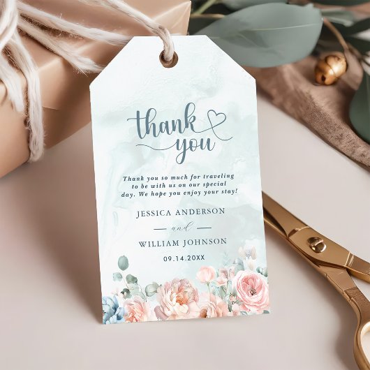 Moderne und trendy Blue Rose Wedding Vielen Dank Geschenkanhänger