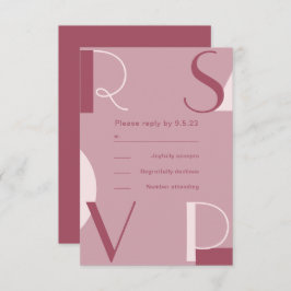 Moderne und trendy burgundische monochrome Hochzei RSVP Karte