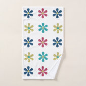 Moderne und trendy Gold Blue Glitzer Blume Badhandtuch Set (Handtuch)