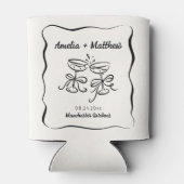 Moderne und Whimsikhandgezeichnete Hochzeit Dosenkühler (Rückseite)