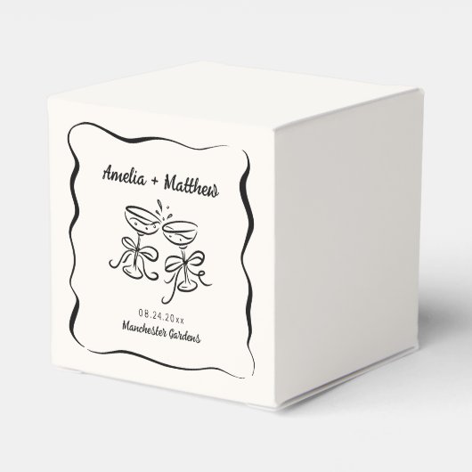 Moderne und Whimsikhandgezeichnete Hochzeit Geschenkschachtel (Rückseite)