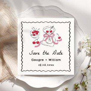 Moderne und Whimsikhandgezeichnete Hochzeit Serviette