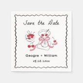 Moderne und Whimsikhandgezeichnete Hochzeit Serviette (Vorderseite)