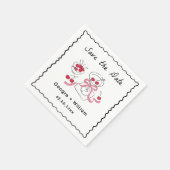 Moderne und Whimsikhandgezeichnete Hochzeit Serviette (Ecke)