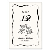 Moderne und Whimsikhandgezeichnete Hochzeit Tischnummer (Vorderseite)