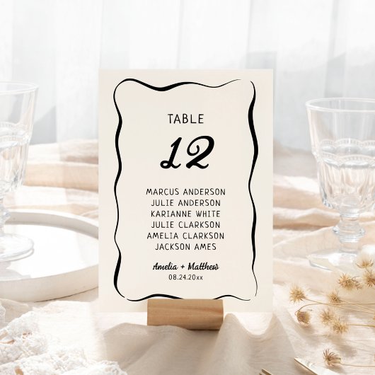 Moderne und Whimsikhandgezeichnete Hochzeit Tischnummer