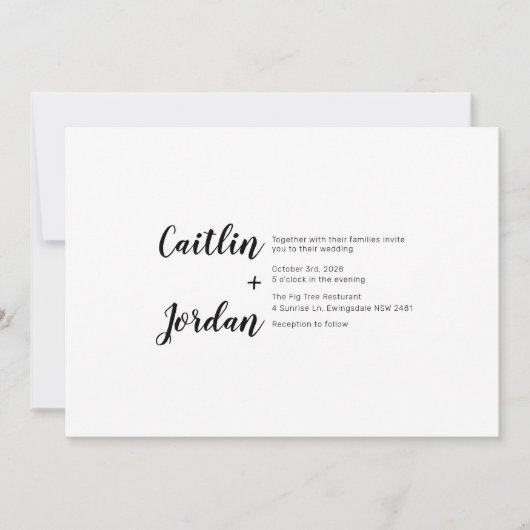 Moderne und zeitgenössische Hochzeitseinladung Einladung (Vorderseite)