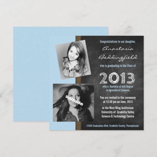 Moderne Uni Abschluss Einladung (Vorne/Hinten)