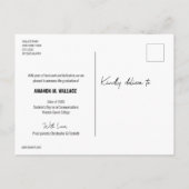 Moderne Uni Graduate Foto Script Abschluss Ankündigungspostkarte (Rückseite)