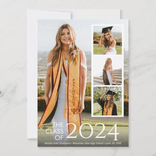 Moderne Uni oder High School Eleganter Abschluss Einladung (Vorderseite)