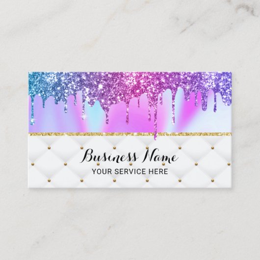 Moderne Unicorn Glitzer Tropfen Luxus Business Car Visitenkarte (Vorderseite)