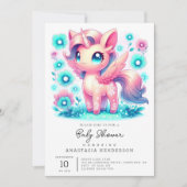 Moderne Unicorn Kinderdusche Einladung (Vorderseite)
