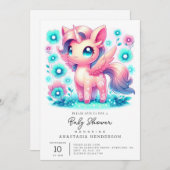 Moderne Unicorn Kinderdusche Einladung (Vorne/Hinten)