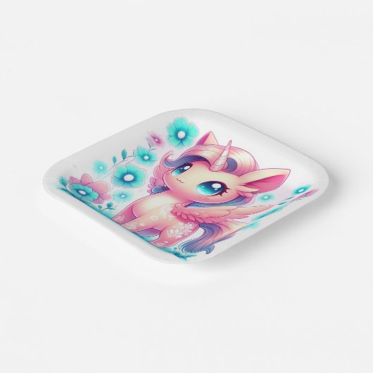 Moderne Unicorn Kinderdusche Pappteller (Gewinkelt)