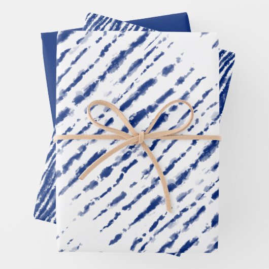 Moderne unisex Aquarellblau-gefärbte Krawatte Geschenkpapier Set (Beispiel)