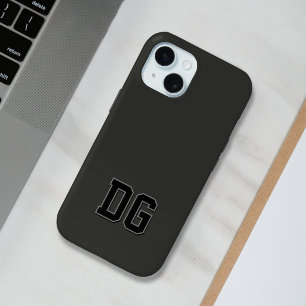 Moderne Universitäts-Schwarz-Grau-Monogramm-Initia Case-Mate iPhone Hülle