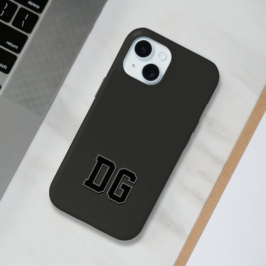Moderne Universitäts-Schwarz-Grau-Monogramm-Initia Case-Mate iPhone Hülle