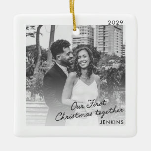 Moderne Unser Erstes Weihnachten Zusammen Foto-Orn Keramikornament