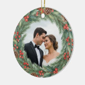 Moderne unsere ersten Weihnachten als Mr. & Mrs. F Keramik Ornament (Links)