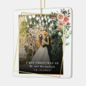 Moderne unsere ersten Weihnachten als Mr. & Mrs. F Keramikornament (Links)