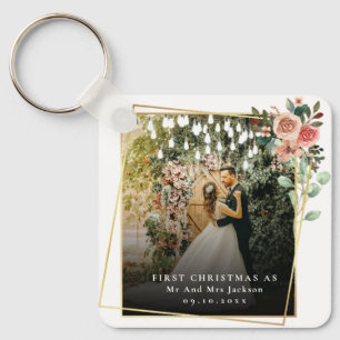 Moderne unsere ersten Weihnachten als Mr. & Mrs. F Schlüsselanhänger