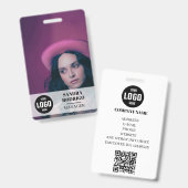 Moderne Unternehmens-ID-Karte mit Foto und QR-Code Ausweis (Vorder- & Rückseite)