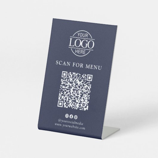 Moderne Unternehmens-Logo Kontaktloser QR-Code-Men Sockelschild (Vorderseite)