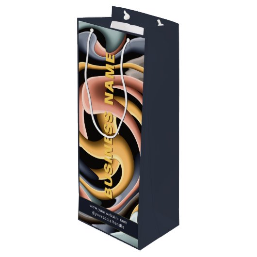 Moderne Unternehmensförderung mit Firmenmarke - ku Geschenktüte Für Weinflaschen (Rückseite Schrägansicht)