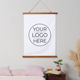 Moderne Unternehmenslogo-Branding Wandteppich Mit Holzrahmen