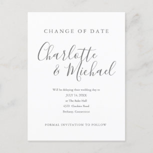 Moderne Unterschrift Ändern Sie das Datum verschob Ankündigungspostkarte