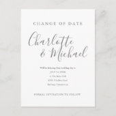 Moderne Unterschrift Ändern Sie das Datum verschob Ankündigungspostkarte (Vorderseite)