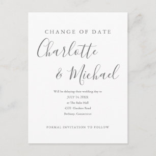 Moderne Unterschrift Ändern Sie das Datum verschob Postkarte