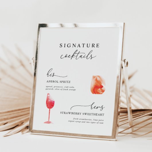 Moderne Unterschrift Drinks auf Hochzeitsmenüs