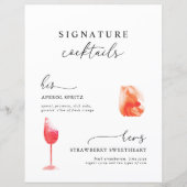 Moderne Unterschrift Drinks auf Hochzeitsmenüs (Vorderseite)