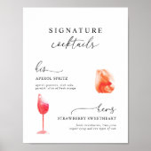 Moderne Unterschrift Drinks auf Hochzeitsmenüs Poster (Vorne)