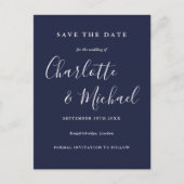 Moderne Unterschrift Hochzeit Sichern Sie die Datu Postkarte (Vorderseite)