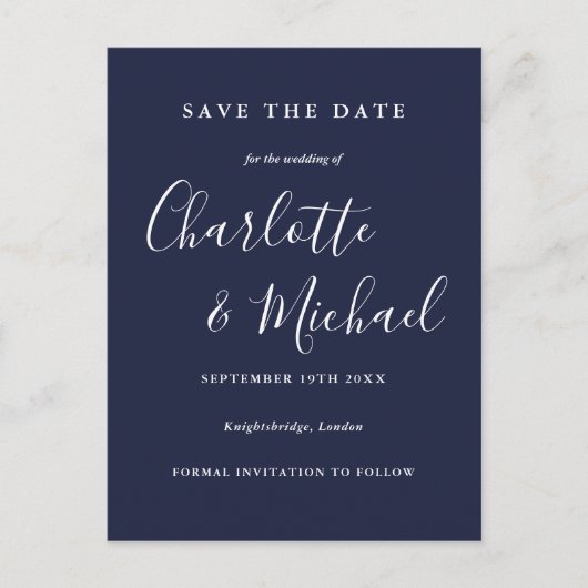 Moderne Unterschrift Hochzeit Sichern Sie die Datu Postkarte (Vorderseite)