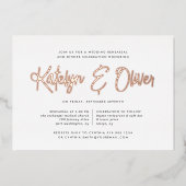 Moderne Unterschrift Probe Abendessen Rose Gold Folieneinladung (Vorderseite)