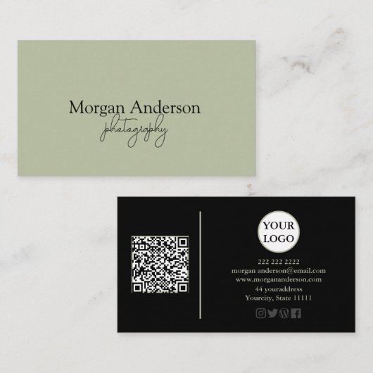 Moderne Unterschrift Script QR-Code Social Visitenkarte (Vorne/Hinten)
