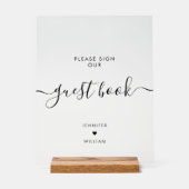 Moderne Unterschrift Unser Gästebuch Hochzeit Schw Acrylschild (Vorderseite)