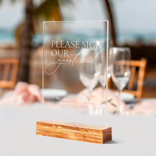 Moderne Unterschrift Unser Gästebuch Hochzeitsakry Acrylschild