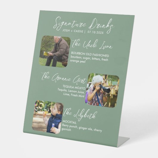 Moderne Unterschriften für Getränke und Fotos Sockelschild (Vorderseite)