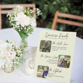 Moderne Unterschriften Getränke Drei-Foto-Hochzeit Sockelschild