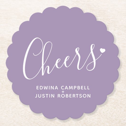 Moderne Untersetzer lila Herzensskripte (Vorderseite)