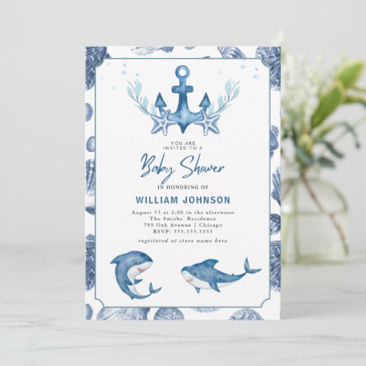 Moderne Unterwasser-Babydusche Einladung (Stehend Vorderseite)