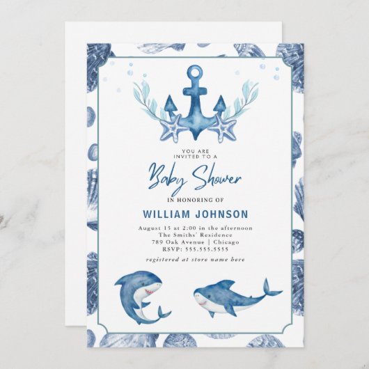 Moderne Unterwasser-Babydusche Einladung (Vorne/Hinten)