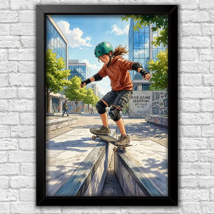 Moderne urbane Skateboard-Schlafzimmer-Wandposter Poster